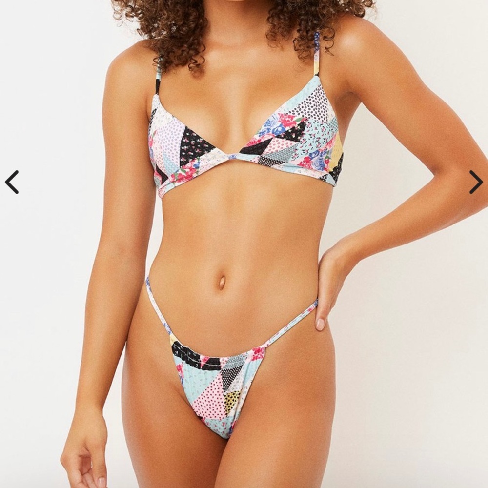 Frankie’s Bikinis Francesca Patchwork swimsuit